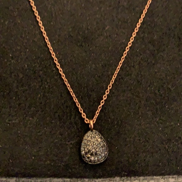 18kt solid rose gold black diamond Links pendant - Picture 3 of 6